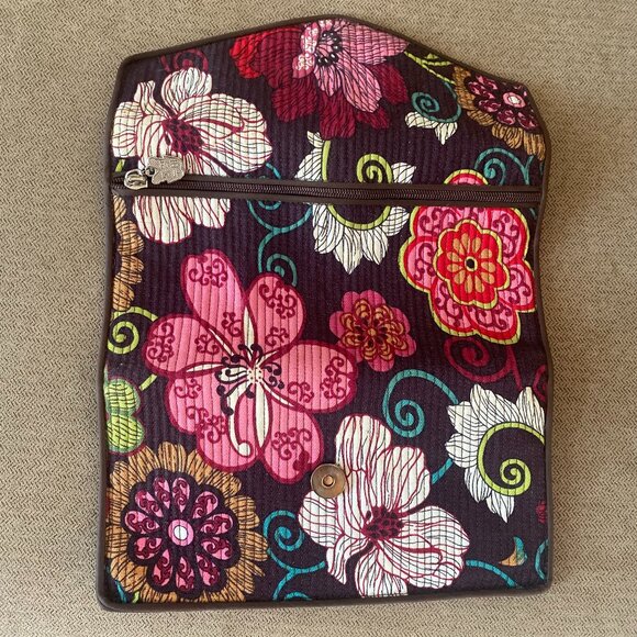 Women's Quilted Floral Brown Jacquard Wallet - Picture 3 of 3